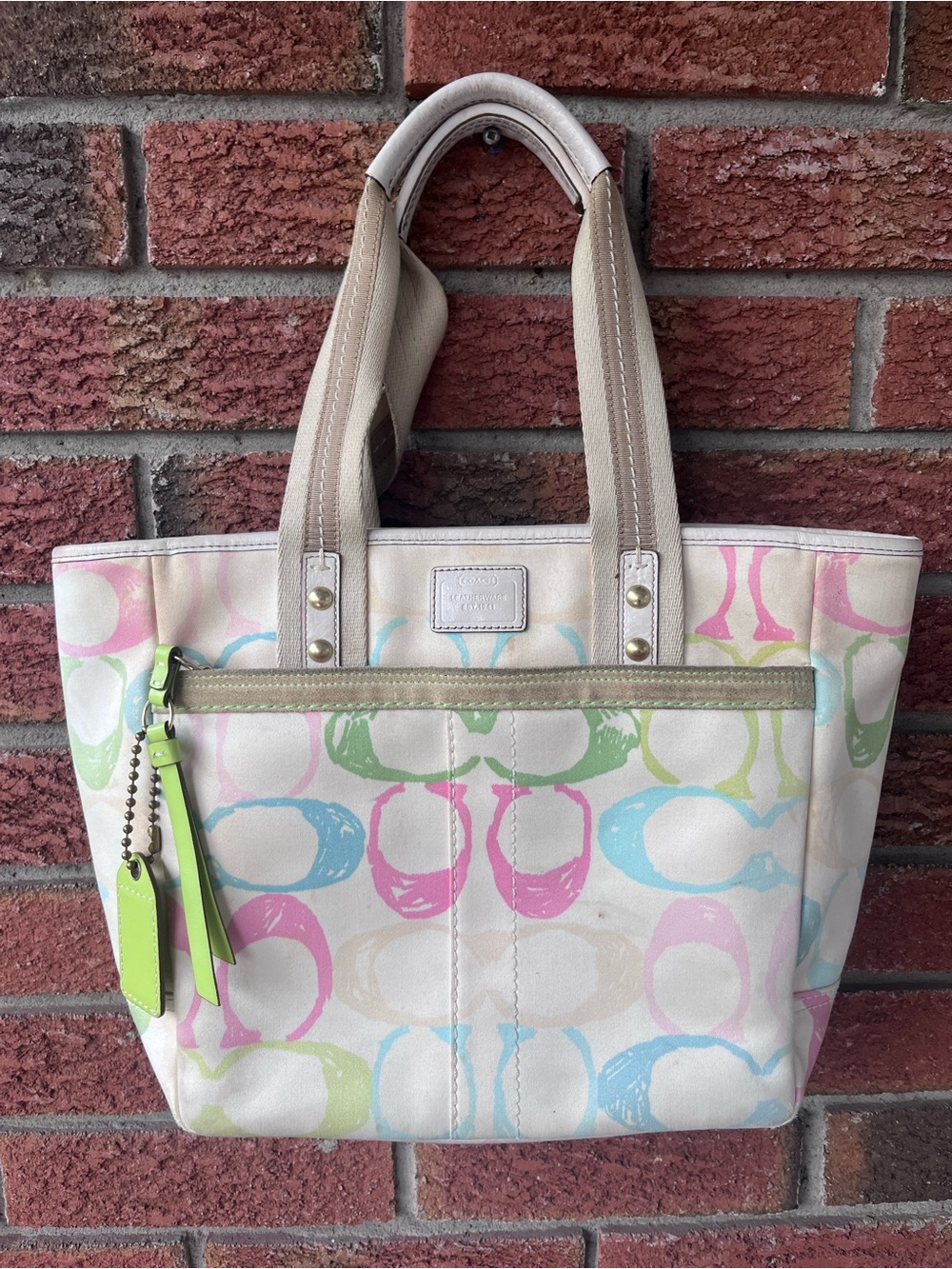 Coach Signature Pastel Canvas Tote - Multicolor